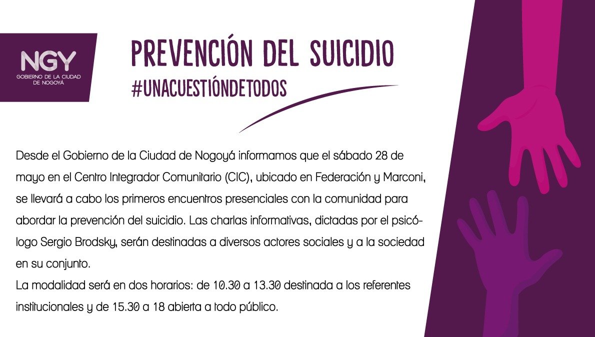 Este sábado se realiza el segundo encuentro para abordar la prevención del suicidio.